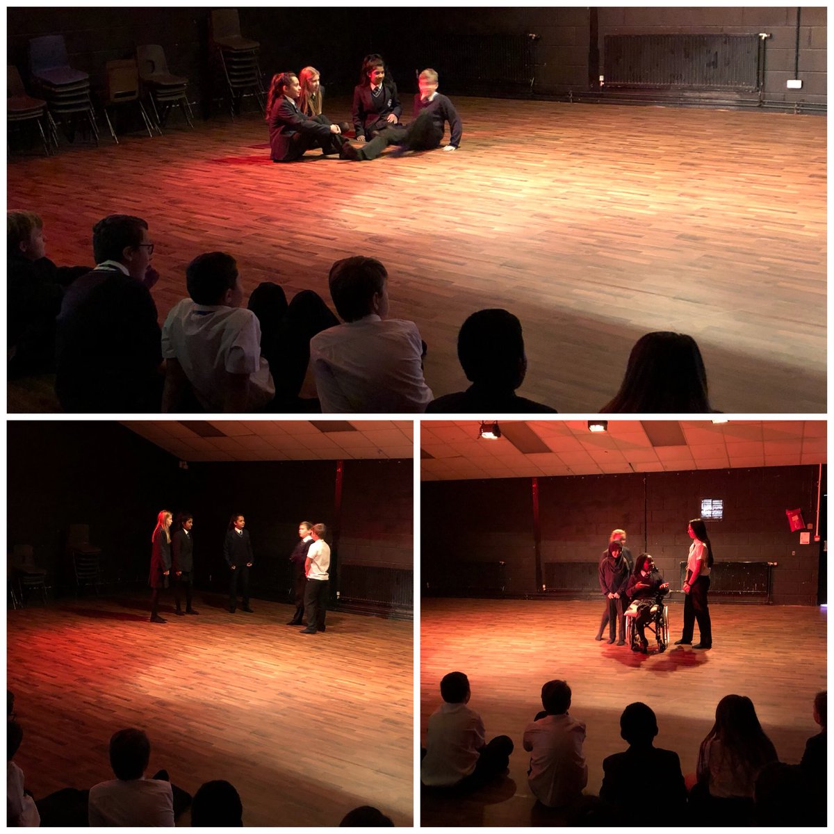 dramaspringwest's tweet photo. @SpringwestA Year 7 have been introduced to the stage lights! The scary red filter was their favourite 🎭💡🎥 https://t.co/keBgRQRy6V