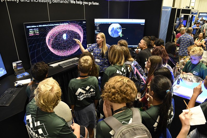 amoscon's tweet photo. In what has become a highly anticipated annual event at the AMOS Conference, MEDB hosted 150 Maui @STEMworksHI students and 15 teachers during Space Exploration Day. The students experienced hands-on space-related presentations by the #AMOS2018 exhibitors. https://t.co/JpOwxHGN1h https://t.co/CTa4eFilRU