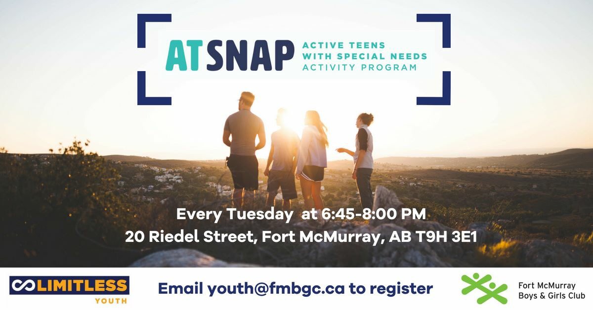 AutismRmwb's tweet photo. Planning your week? Mark Wednesdays on your calendar for AT-SNAP @FMBGC inclusive teen social program 6:45-8pm register here https://t.co/erqE80V3uW #inclusiveprogram #inclusiveRMWB https://t.co/zVlkx2uzRR