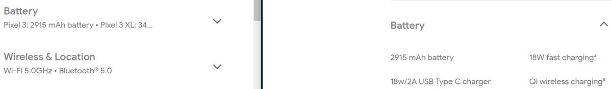 PeterShatzer's tweet photo. @Google You're losing some of the Pixel 3 specs since overflow is hidden and white-space is nowrap.  https://t.co/kILAb0eGiO https://t.co/sM0PFGcAYJ
