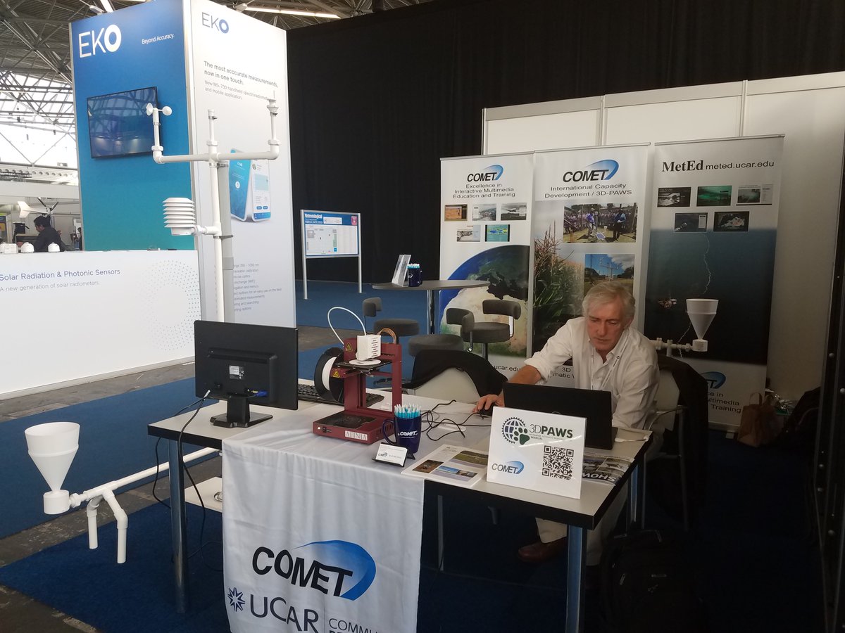 COMETMetEd's tweet photo. Hello from the Meteorological Technology World Expo in Amsterdam! Come check our our #3Dprinted #weatherstation and meet the COMET staff.
#MTX18 @MTWExpo #MetTechWorldExpo https://t.co/XSuozE8yem