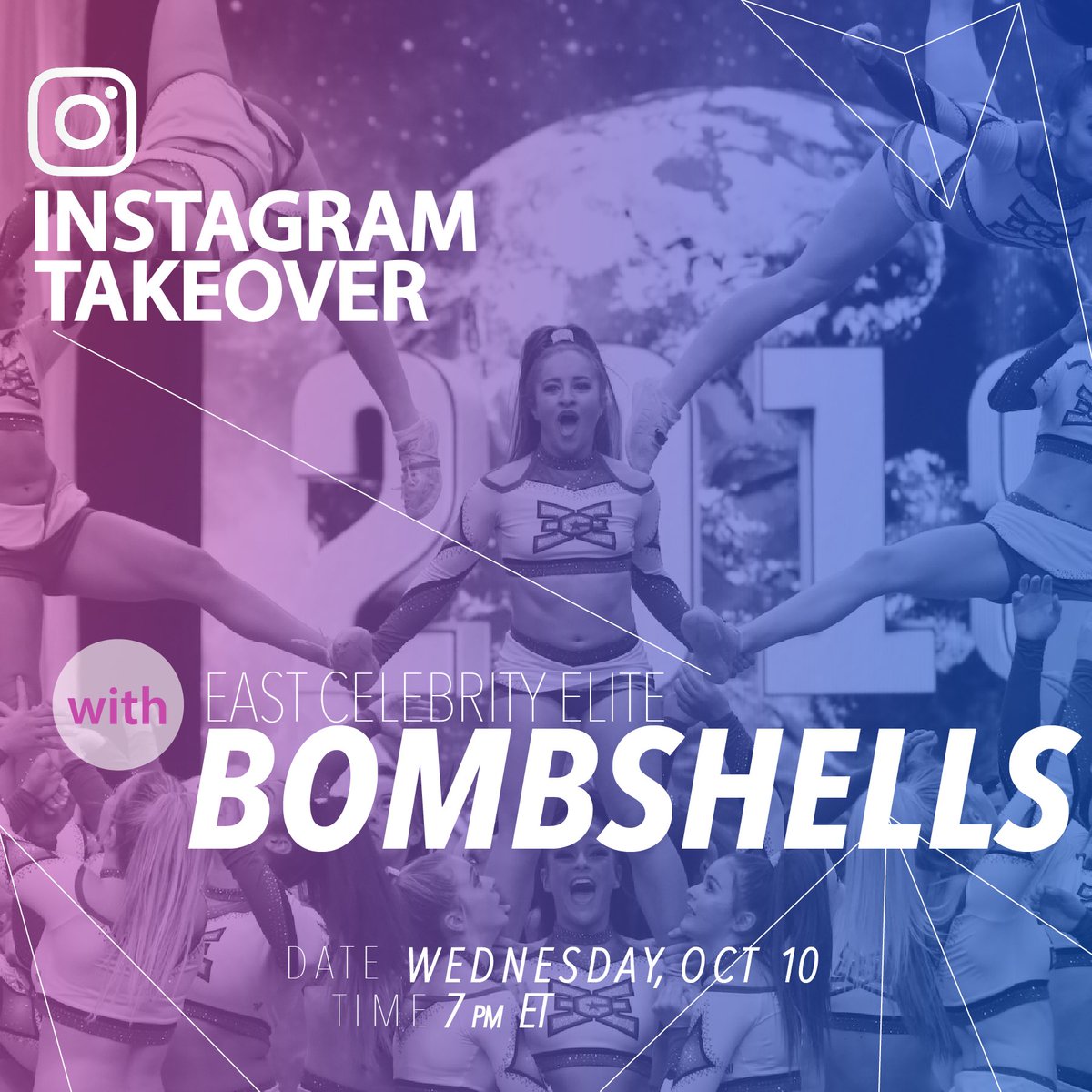 cheerUPDATES's tweet photo. The 2017 Medium Senior 5 World Champion tumbling queens 👑 take over our @cheerUPDATES Instagram 📸 this Wednesday, October 10 at 7pm ET!  

Get your first look at @ECE_M5 💣🐚 from @ECE_cheer cheer! https://t.co/Qoc0iss0cW