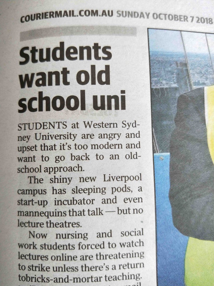 DrAmandaConroy's tweet photo. It turns out students want - crazy request, this - real live lecturers actually lecturing in brick and mortar lecture theatres. https://t.co/435v2ul3yF