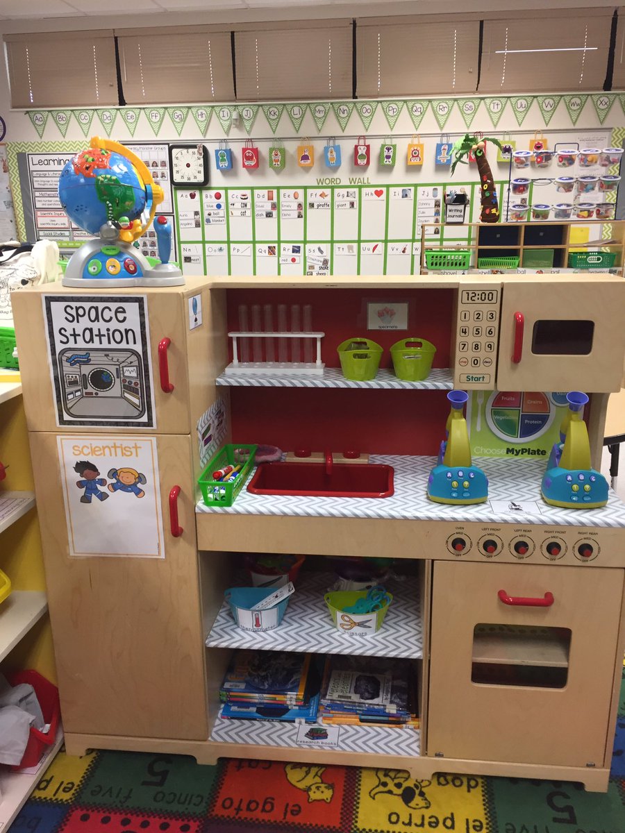 PreKRocksatGGE's tweet photo. Check out our new “Space Station” dramatic play area! We learned about gravity, force, and energy during our Ball Study and thought it would be really fun to pretend we were in space where there is no gravity. We even have a science laboratory in our space station! @GGEseagulls https://t.co/ocQDmRsPF5