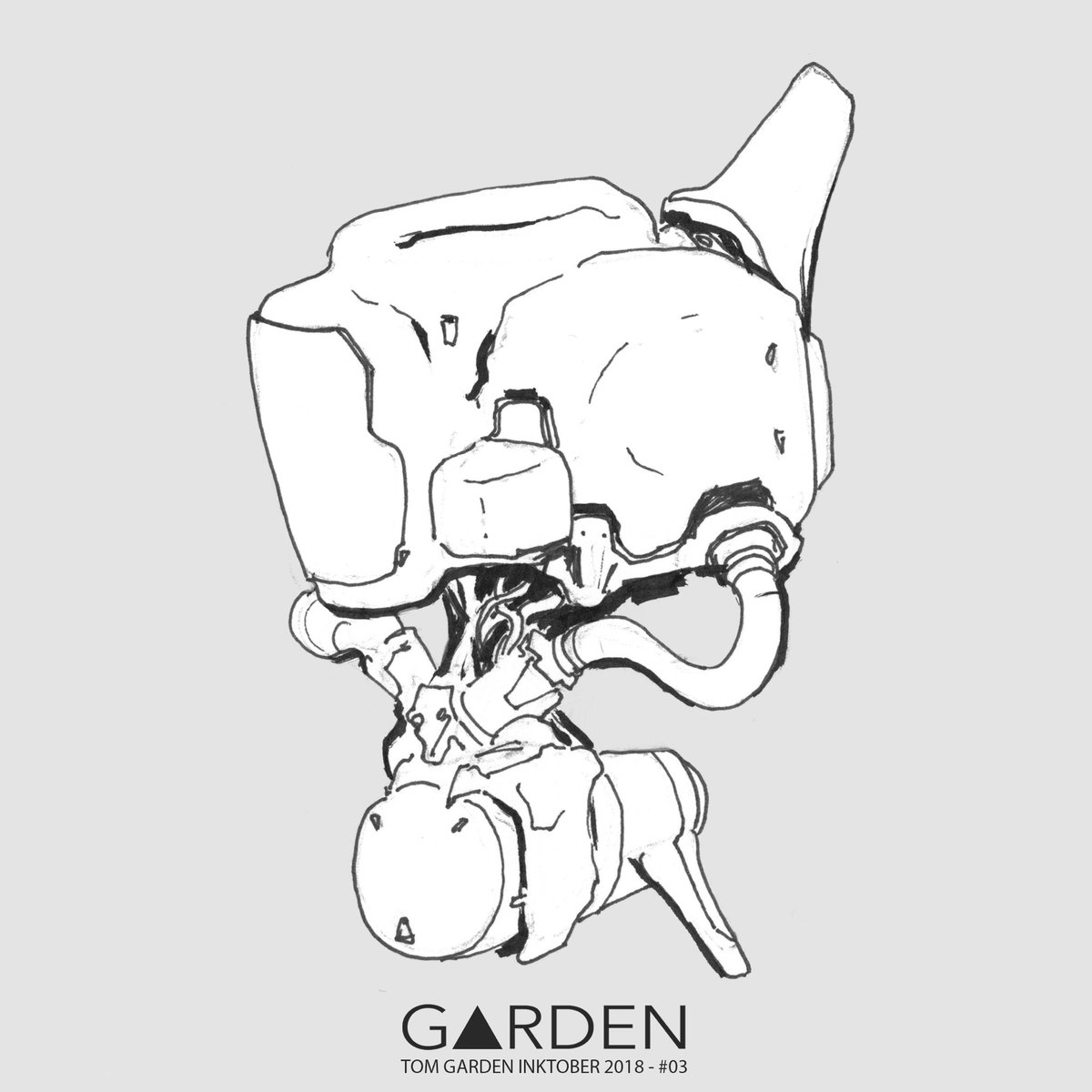 Inktober 03 - #inktober2018 #tgconceptart #tomgarden #lineart #mecha #robot #art #conceptart #sketching #inktober #ink #illustration #doodle #drawing #bw #anime #artist