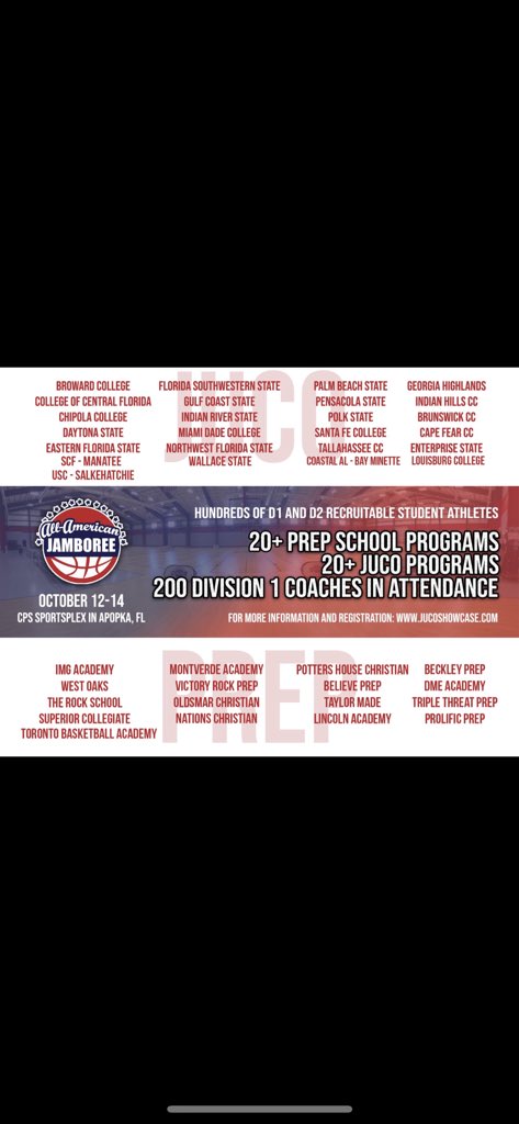 JUCOShowcase's tweet photo. Excited about Golden State Prep @GSP_Bball and Lincoln Prep @thelincolnprep coming to All American Jamboree this weekend https://t.co/6eW0Sy5uhT