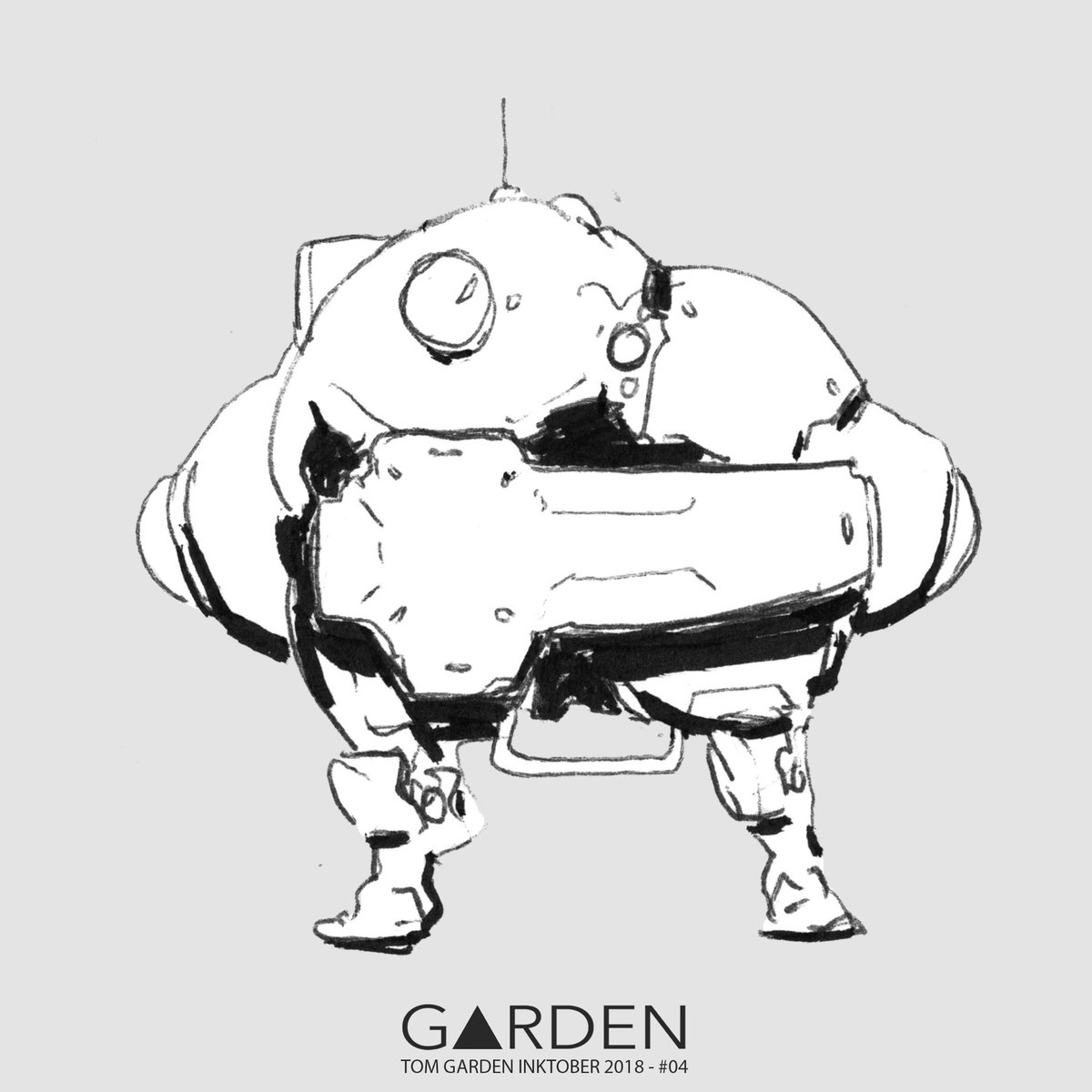 Inktober 04 - #inktober2018 #tgconceptart #tomgarden #lineart #mecha #robot #art #conceptart #sketching #inktober #ink #illustration #doodle #drawing #bw #anime #artist