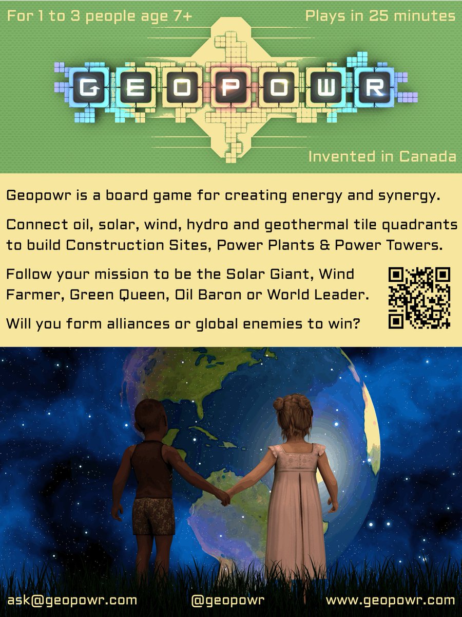 geopowr's tweet photo. Looking forward to offering test-runs of Geopowr @kefconvention on nov 24-25 in YEG. Anyone interested in optimizing the world's power supplies inc oil hydroelectric wind solar geothermal nuclear energies? Go to prototype alley #KefCon #YEG #YEGevents #boardgames #boardgamecafes https://t.co/i3Z3ImzKFN
