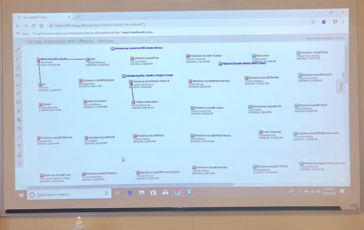 MrsMartinStAnne's tweet photo. Our grade 6 class making introductions to their new Knowledge Building Buddies in Mexico @stanne_school #stannesyle #kbnetwork https://t.co/QbJtNPywwK
