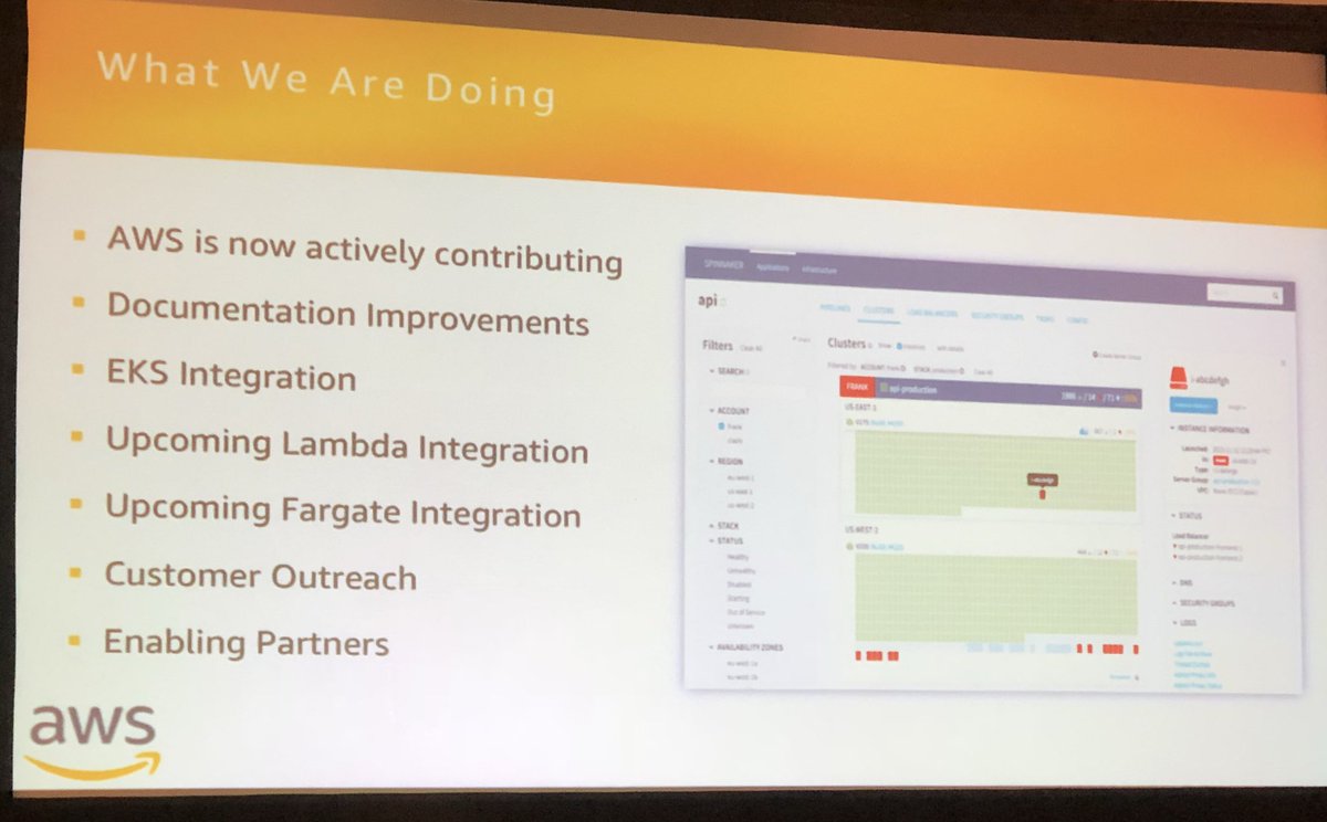 rusmeshenberg's tweet image. Upcoming EKS and Lambda integration! #SpinnakerSummit
