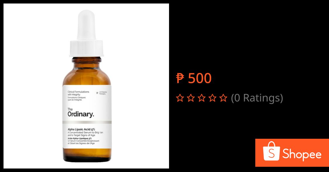 Gilonie's tweet photo. #skincare
#THEordinary
#shopee
#alphalipolic
I'm selling ON HAND COD The Ordinary Alpha Lipolic Acid 5% for ₱500. Get it on Shopee now! https://t.co/Et6HWe6LwR #ShopeePH https://t.co/Ddc0C2a96k