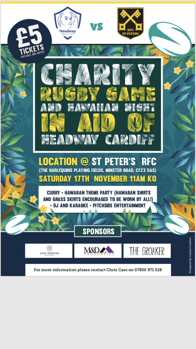 ChrisCase86's tweet photo. If you don’t have tickets to Wales V Tonga and are looking for options on where to watch it, please come down & support @HeadwayXv as we take on @stpetersrfc at their club with pitch side entertainment, the Wales game shown live after, food, 🍺, DJ and Karaoke! 🙌 #1session https://t.co/q84Grnbmkx