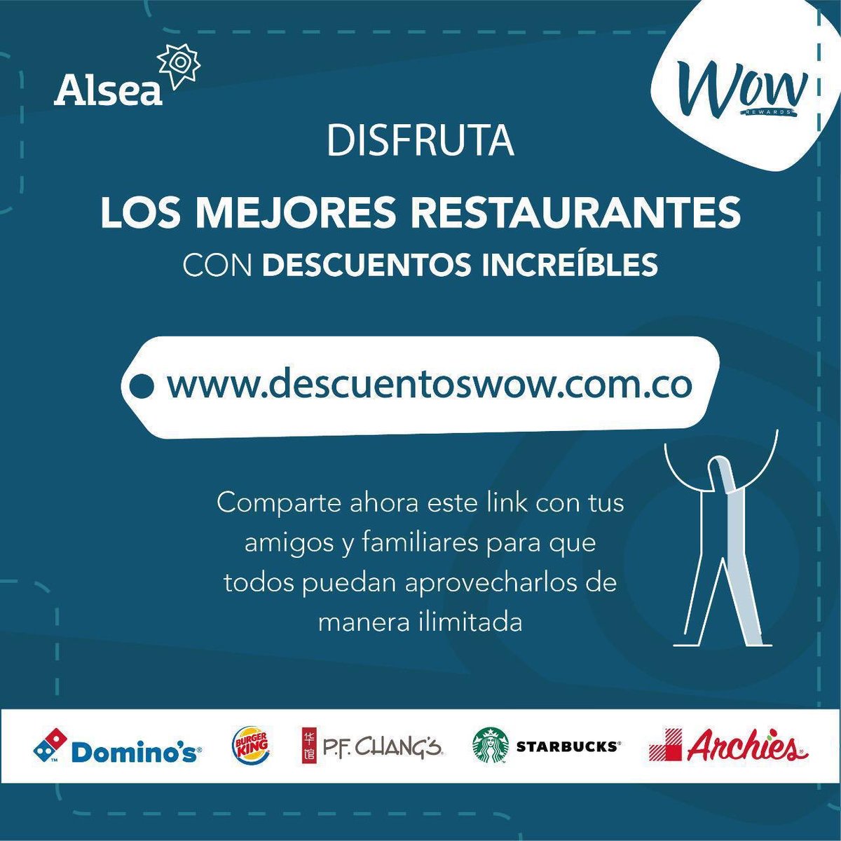 PressJaime's tweet photo. ¡Disfruta de nuestras marcas con descuentos increíbles! En https://t.co/fXTru7MEL0 genera tu cupón virtual en Starbucks, Domino’s, Archies, Burger King y Pf Changs de forma ilimitada. Comparte este link con tus amigos y familiares. Puedes generar un cupón cada 4 horas. https://t.co/awbCC9UKAI
