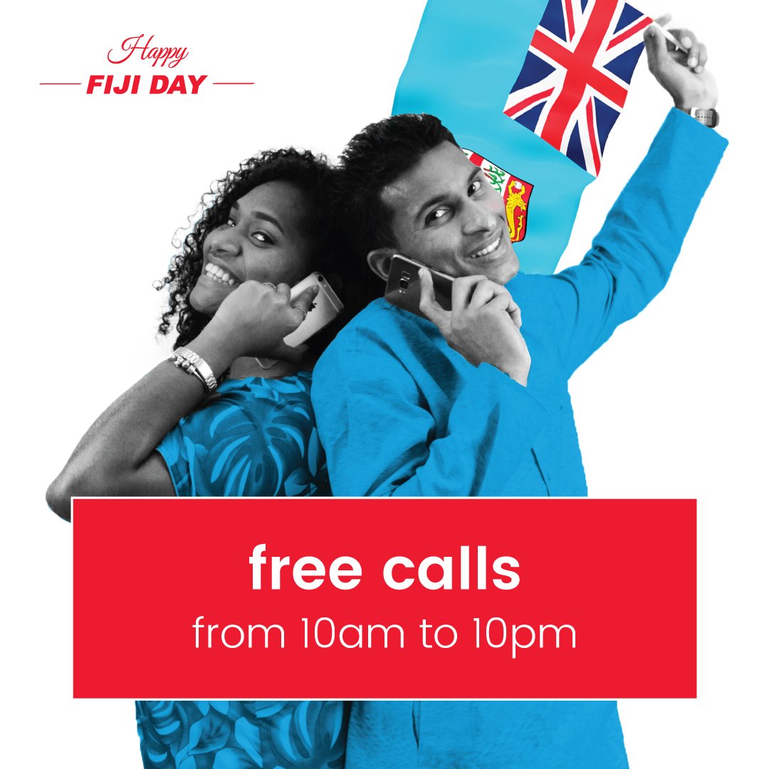 DigicelFiji1's tweet image. Happy Independence Day Fiji🌞⛄🌴🎷
Enjoy FREE Digicel to Digicel Calls from 10am to 10pm😎 valid only for today!
#YourDataNetwork #FijiIndependenceDay
