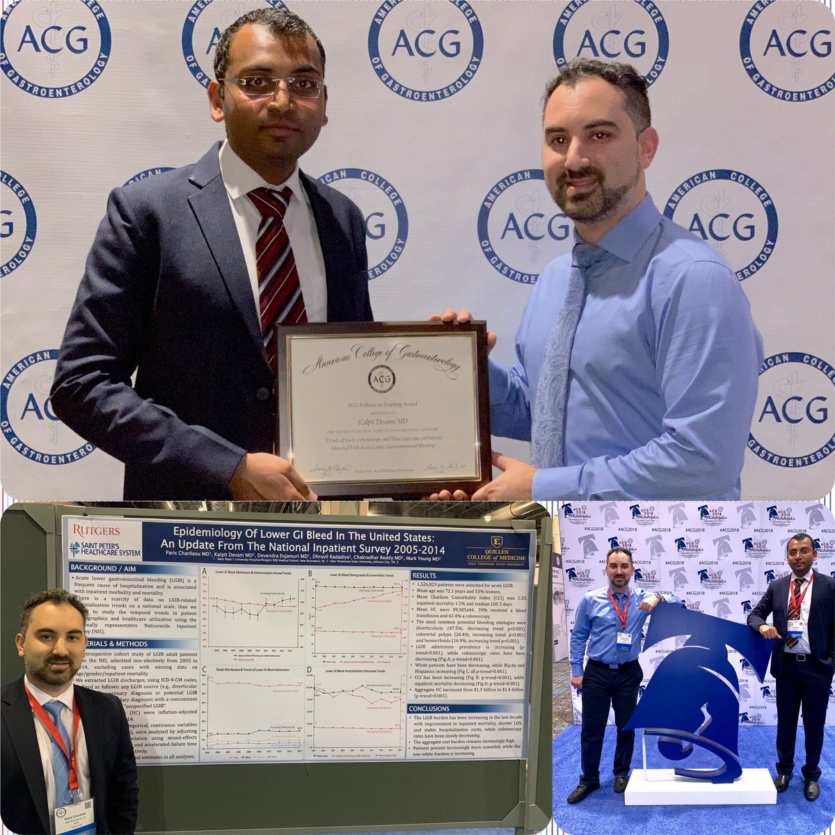 Dr_PCharilaou's tweet photo. Another #successful #year at #acg2018 #philadelphia #conference #gibleed #posters #oralpresentation #gastroenterology #spuh #etsu - second consecutive time fellows-in-training award for our team! #rockon @AmCollegeGastro @sphcs_news https://t.co/Per1Uorqgq