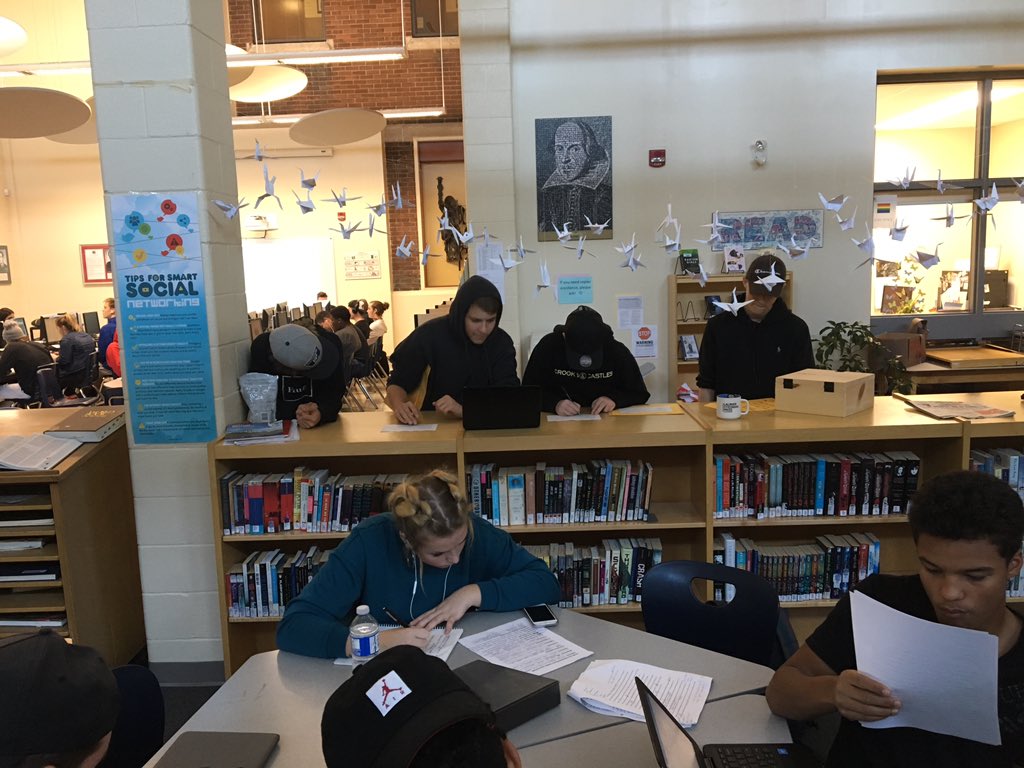 BCI_Library's tweet photo. Awesome #grade9 library learning commons @breakoutEDU escape room #orientation today! #theybrokeout #theygotcandy #thelibraryisfun #teambuilding @BCIVS https://t.co/0a9tsm7SD2