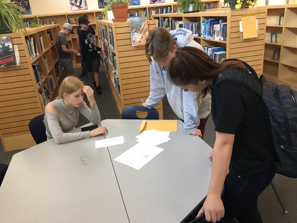 BCI_Library's tweet photo. Awesome #grade9 library learning commons @breakoutEDU escape room #orientation today! #theybrokeout #theygotcandy #thelibraryisfun #teambuilding @BCIVS https://t.co/0a9tsm7SD2