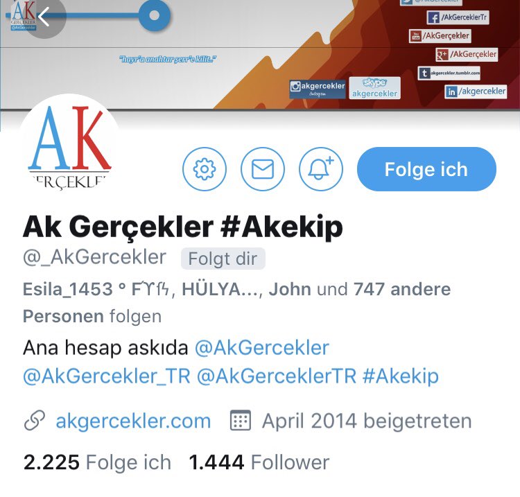 Gezicilerin ve fetöcülerin yoğun spamlaması sonucu
@AkGercekler_TR
@AkGerceklerTR dava ADAMI’nın hesapları askı olmuştur

Yeni hesap
👉👉 @_AkGercekler 👈👈

Yıldıramassınız @_AkGercekler ve #AkEkip gerçekleri yazmaya devam edecek

Tüm dostlar ve arkadaşlar takip lütfen 💯🇹🇷

#FF