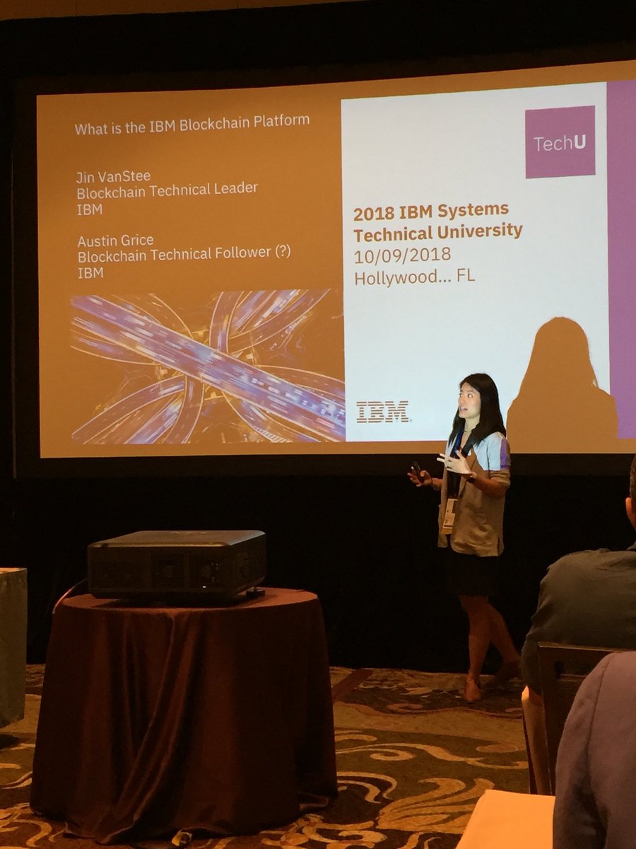 JeremySBruner's tweet photo. @jinvanstee and @AustinGrice_IBM delivering knowledge on “What is the  Blockchain Platform” here at #IBMTechU in #hollywoodfl #ibm #ibmz @ibm @IBMZ 

Learn more about #blockchain at:
https://t.co/Eh0hmARIsY https://t.co/9jH4fzrY0r