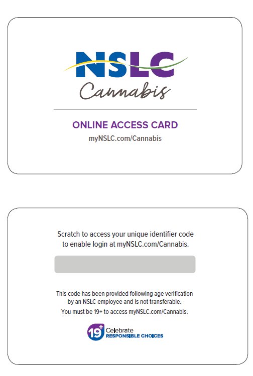 NSLC on Twitter: "Hold on to your cannabis access code card once you've  picked it up at one of our NSLC stores. You'll need to enter the code each  time you want