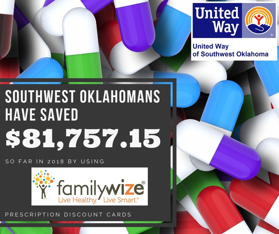 uwswok's tweet photo. Visit https://t.co/P90sjtDkCd and download your prescription discount card! The @FamilyWize discount card can save you $$$ even if you have prescription drug coverage. #strongerSWOK #LIVEUNITED #familywize #UWSWOK https://t.co/ykjOPc0Fhv