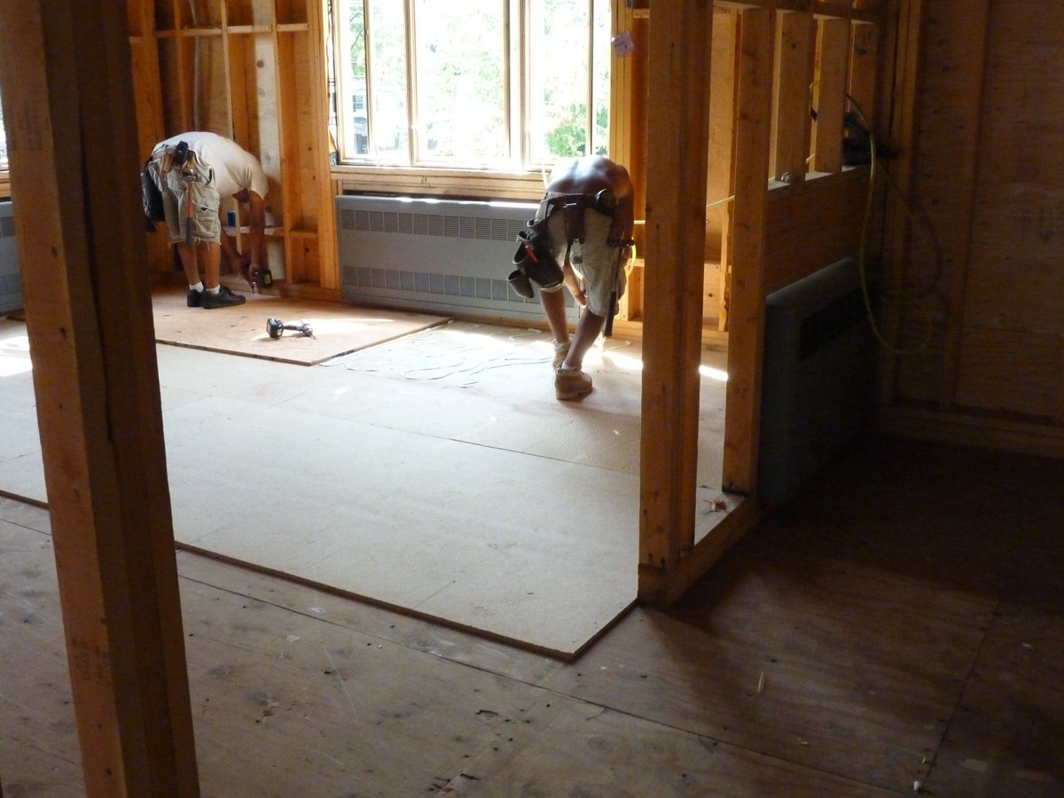Tm Soundproofing On Twitter Applying 2 Layers Of Subfloor With 2