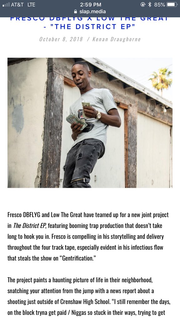 S/o @SLAPMediaLA for really taking the time to listen to my ep and give they’re honest opinion on the project 🙌🏾💯 this article means a lot 💉 #DBFLYG