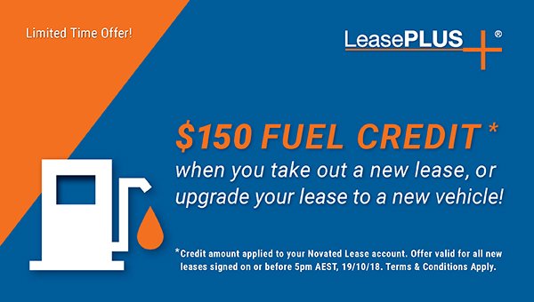 LeasePLUS's tweet photo. Limited Time Offer! $150 Fuel Credit if you sign a NEW lease or UPGRADE your lease to a new car by 5pm Friday 19th October.

Enquire today on 1300 13 13 16 or visit https://t.co/YkqTCISq2L

#BornToDrive #fuelsavings #novatedleasing #employeebenefits https://t.co/BmMnXbz73j