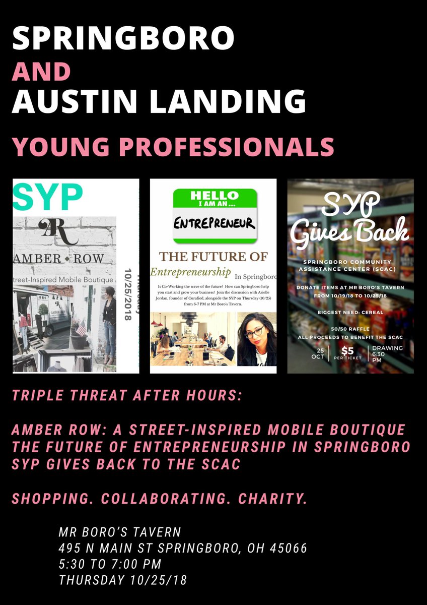 SYPBoro's tweet photo. Join the @SYPBoro at our next Triple Threat After Hours @MrBorosTavern on Thursday 10/25/18 from 5:30 to 7 PM! https://t.co/2CbxswdqRO
