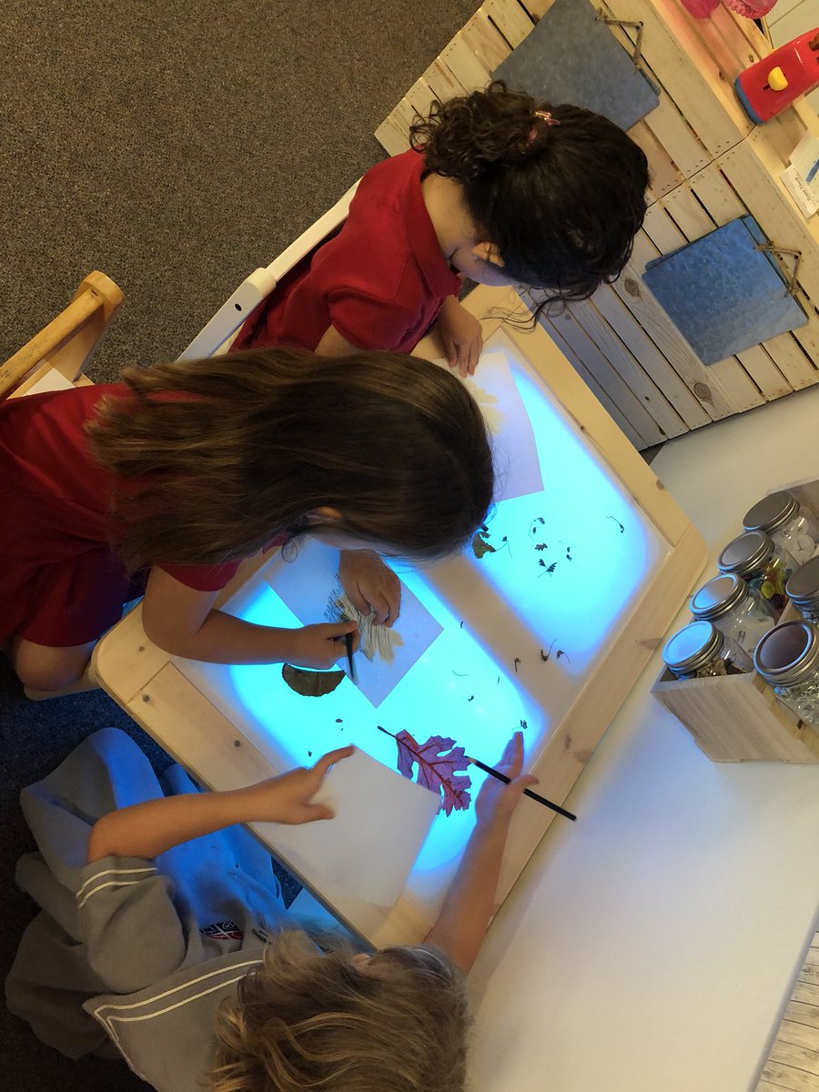 It’s beginning to look a lot like FALL! Tracing leaves on our light table! @hsessaints #WeAreHSES18 #comeEXPLOREwithus