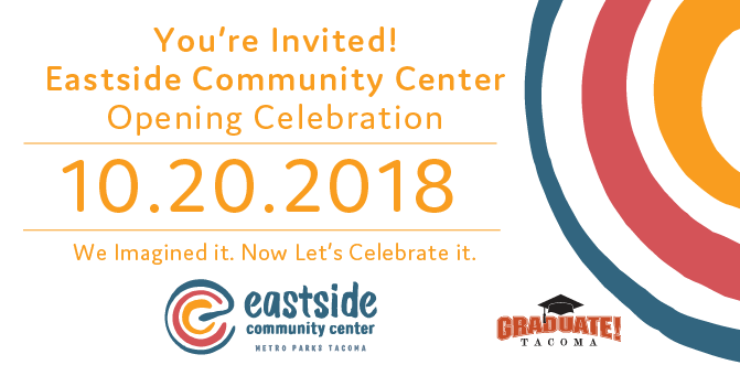 parkstacoma's tweet photo. We imagined it. Now let’s celebrate it! Eastside Community Center is opening and we're throwing a giant party on Oct. 20! #CelebrateEastside

Event details: https://t.co/nPMEReURcd

Shout out to event sponsors: @GraduateTacoma, @HeritageBankNW, @ComcastWA, @RegenceWA, @Sound_CU https://t.co/0SaXZx6wGw