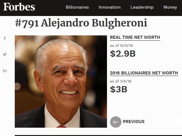 EAdamovsky's tweet photo. Las cuotas extra que vas a pagar por el gas van a los bolsillos de este hombre, entre otros. Está en el ranking 791 de las personas más ricas del planeta. Su fortuna es de 3 Billones de dólares, lo que equivale a más de 10 millones de salarios mínimos. https://t.co/V9aujoCaAF