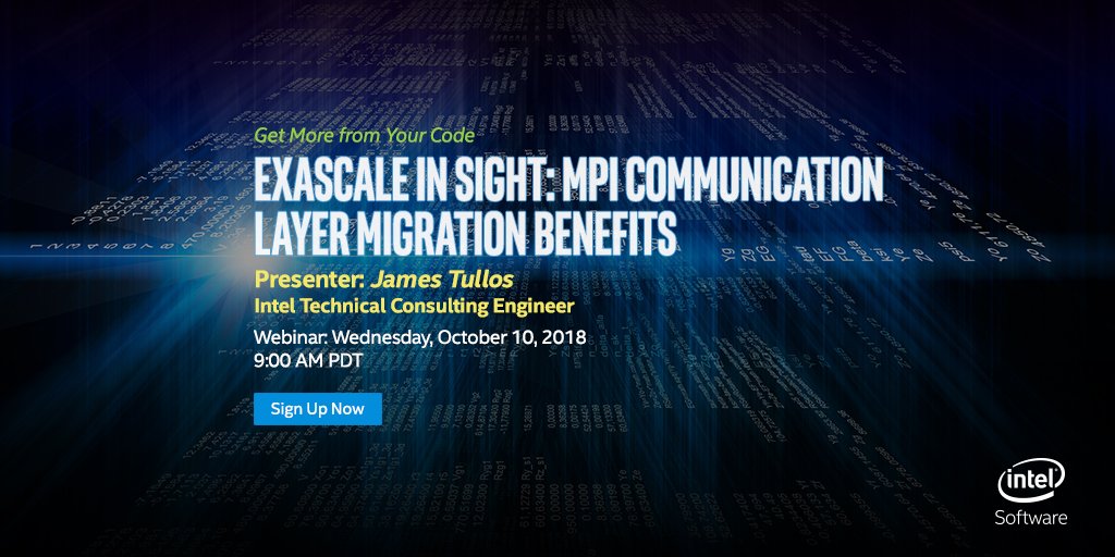 IntelDevTools's tweet image. Use new capabilities in your #MPI programs, reduce latency and minimize memory use for better #app performance—learn how in this webinar: intel.ly/2MKuBOt #CodeModernization