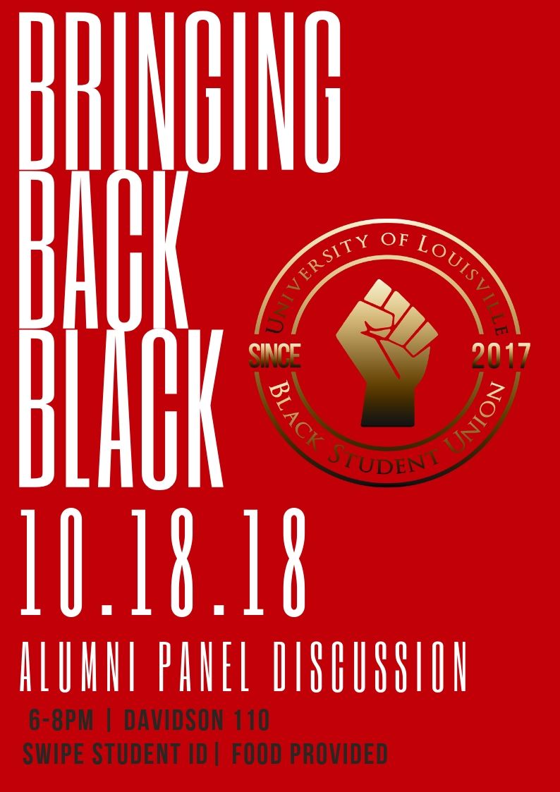 bsuuofl's tweet photo. BSU Presents the Bringing Back Black the Alumni Panel Discussion. Get your questions answered from Alumni about what is like to be Black In the workforce.
----------------------------------------------
Date: 10.18.18
Time: 6PM-8PM
Where: Chao Auditorium
#BSUUOFL https://t.co/O9hD10W0sD