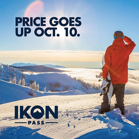 CSUSnowboard's tweet photo. Don’t get caught lackin! Cop an Ikon pass through the link in our bio before prices go up tomorrow. https://t.co/XcNuBlK20J