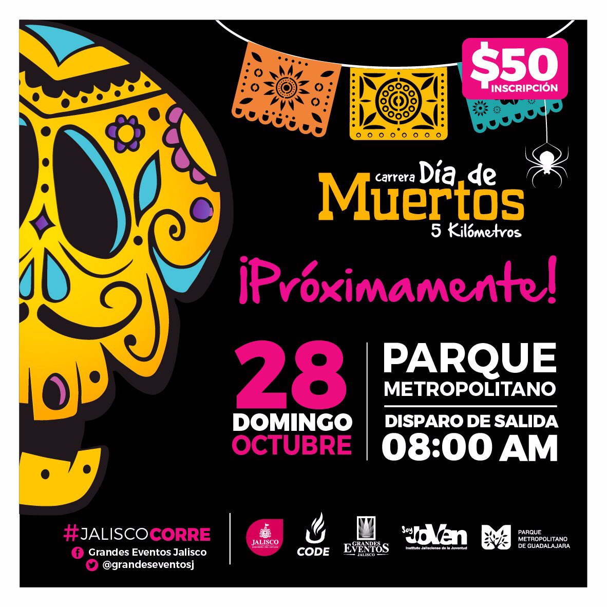 💀🏁 La última carrera del serial #JaliscoCorre te espera ¿vas a ir o tienes miedo? 🕯⚰️🏃🏼‍♀️¡Tendremos muchos regalos y sorpresas para ti! 👟🏃🏾‍♂️
🚨PRÓXIMAMENTE más información 🚨#GrandesEventos <a href="/GobiernoJalisco/">Gobierno de Jalisco</a> @codejalisco @IJJUVENTUD