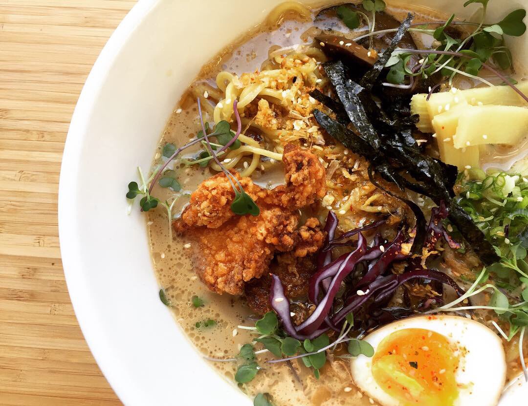 Hello and Good Day Victoria! We have Sesame Fried Chicken Ramen for you today and tonight! We are using #farmandfieldbutchers chicken and bones to bring this to you, with Shiitakes, Bamboo and Black Sesames for all the flavour and comfort you can handle! See you soon! #yyj