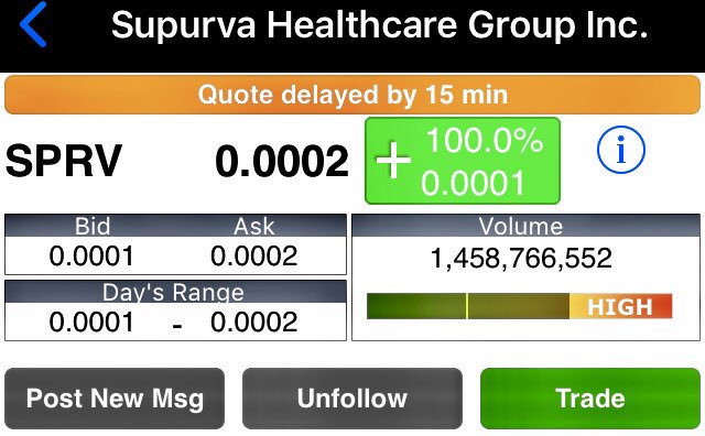 hibarb7's tweet photo. $SPRV @WebToDoor had an amazing trading day today. Over $1B volume. On watch for #NEWS likely tomorrow. #Amazon delivery company, rapid expansion, to become household name. #HotStocks #WebToDoor - https://t.co/0lEojwNbBo https://t.co/AoTaJCB7QO