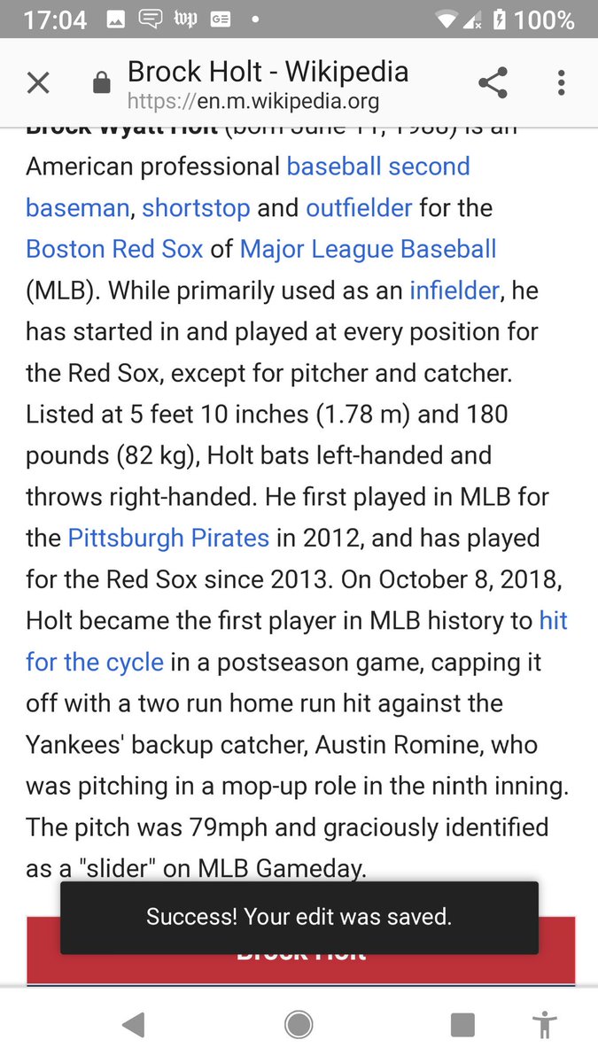 Traceynyy's tweet photo. I just HAD to more accurately set the tone surrounding Holt's HR last night. It is now more specific and appropriately less dramatic. #Wikipedia #WikiEditor ๐๐ป
UMMMM... Go #Yankees!! #NotDoneYet #ALLIN #WinOrPlayPuttPutt... I still have #PinstripePride, do you?! https://t.co/1rdFet03LR