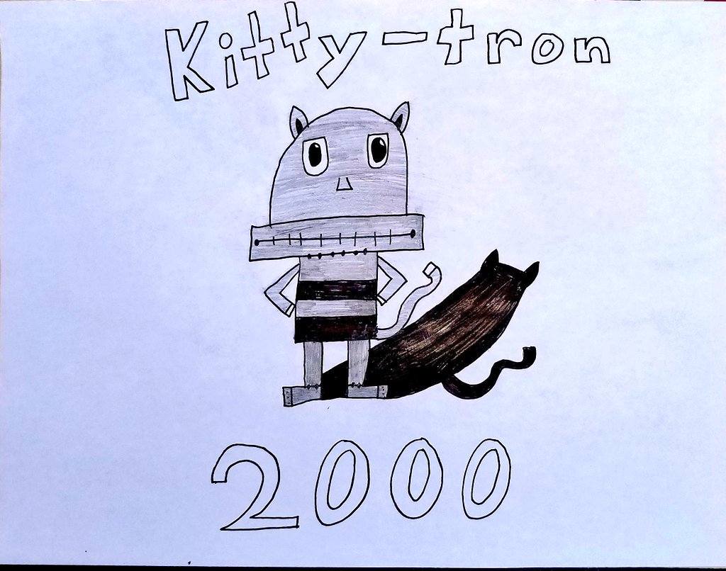MrNorvell's tweet photo. @artofdavid my son, Leland asked me to send you an idea for a book. Kitty-tron 2000. https://t.co/bAzQhUHjMH
