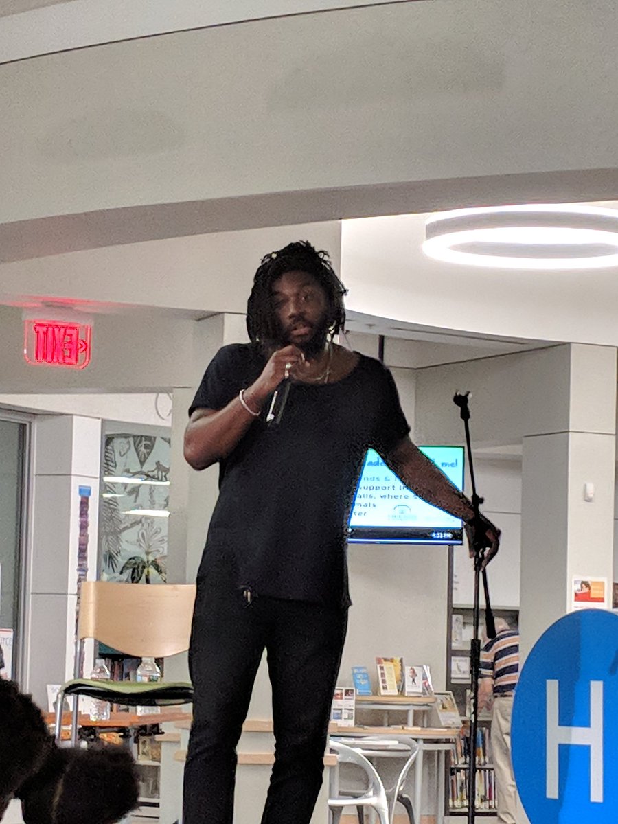 <a href="/JasonReynolds83/">Jason Reynolds News</a> shares "the textures of his life &amp; culture" while sharing some words of wisdom:
"There are no shortcuts in education;'
"I wish someone told me I already had the magic;" and,
"Love my stories BUT love your own."
Thanks to <a href="/HoCo_Library/">HowardCountyLibrary</a>!