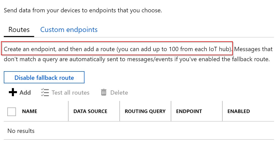 svelde's tweet photo. IoTHub on @Azure now supports up to 100 routes! And routes now support querying the #DeviceTwin too. So you can split messages from device with specific, desired properties, reported messages or tags https://t.co/S0dxi8FCYY
