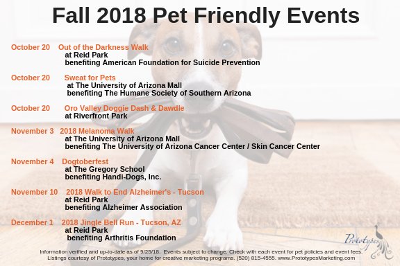 Prototypes3's tweet image. Pet Friendly Fun from Prototypes.  See us at #SweatforPets #Dogtoberfest #OVDoggieDash #TucsonISpetfriendly #petfriendlytucson