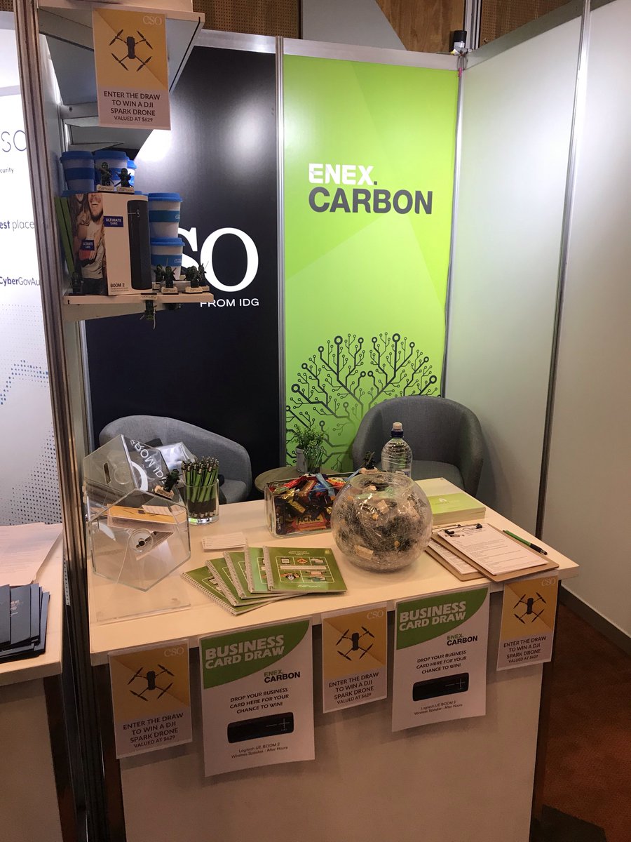 EnexCarbon's tweet photo. Come visit stand 16 at #AISACyberCon18 we have lots to give away!! Chocolates, pens, #CyberNinjas notebooks, coffee cups and more!! #SecurityAwareness #CyberSecurity #CyberSecurityforSMB https://t.co/5w683f1jGM