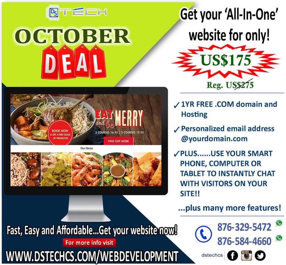 dstechcs's tweet image. FREE domain + FREE hosting. Visit dstechcs.com/webdevelopment/  or Call/ Whatsapp 876-329-5472/ 876-584-4660 #dstechcs #dstechcomputersolutions