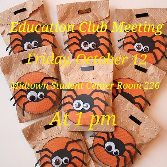 WCSUEdClub's tweet image. We have another meeting this Friday, October 12 in the Midtown Student Center Room 226 at 1pm. See you there! #futureteachers #wcsu #education