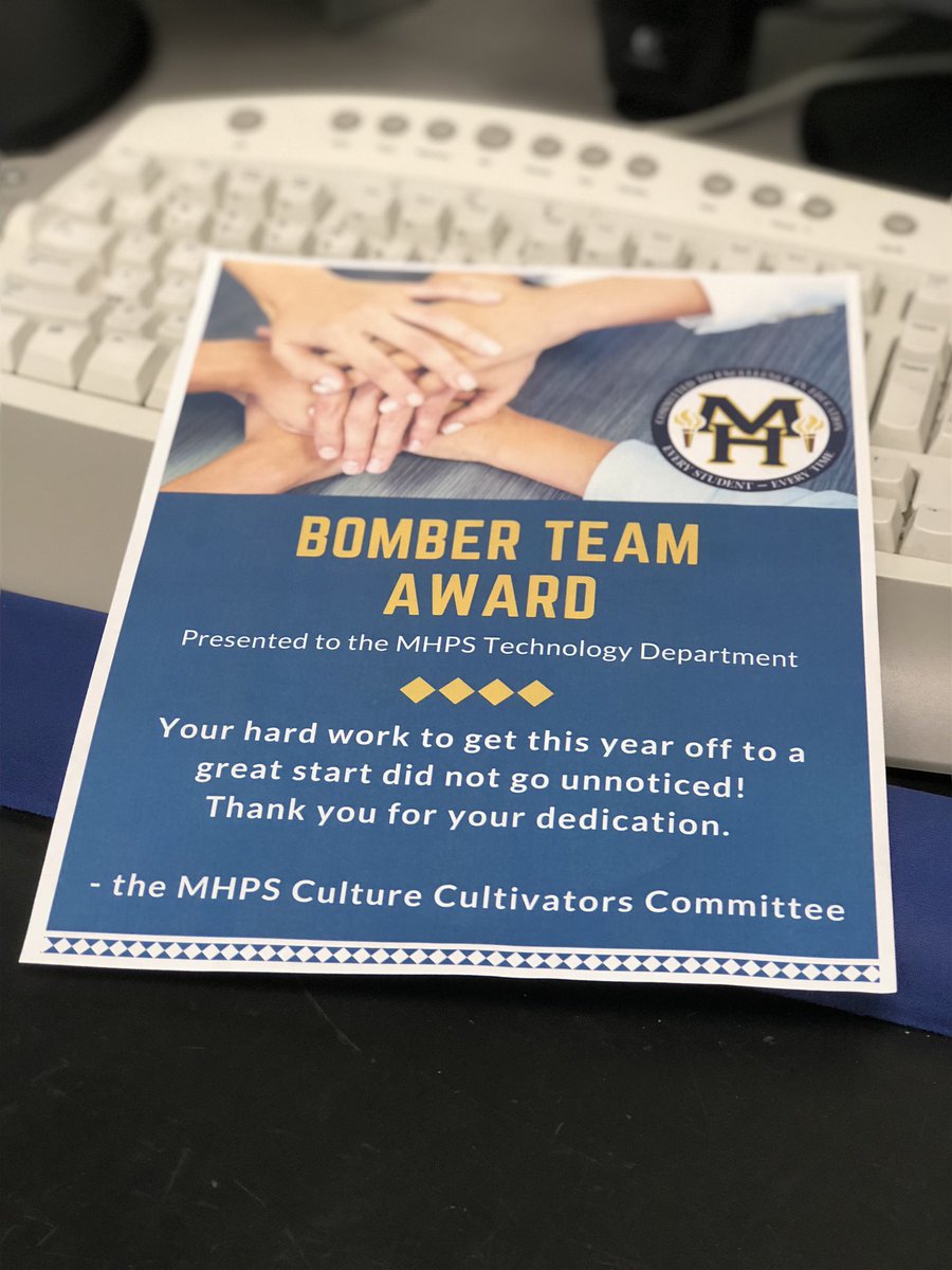 Thanks to MHPS <a href="/BombersMh/">Mountain Home Public Schools</a> and the C2 Committee for the Bomber Team Award this month!  Thanks again for everyone’s patience as we address your technology needs.