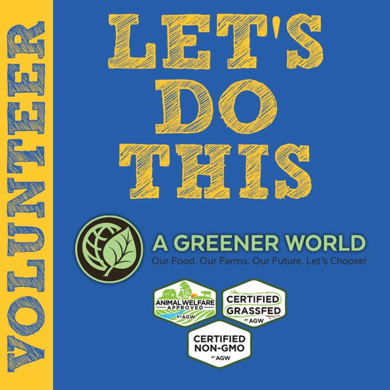 Building a better food system—and A Greener World takes all hands on deck! AGW’s Volunteer Program gives you the tools to start to take action in your homes and communities. Want to volunteer? Tell us here and we’ll be in touch: surveymonkey.com/r/Z56CNLZ
