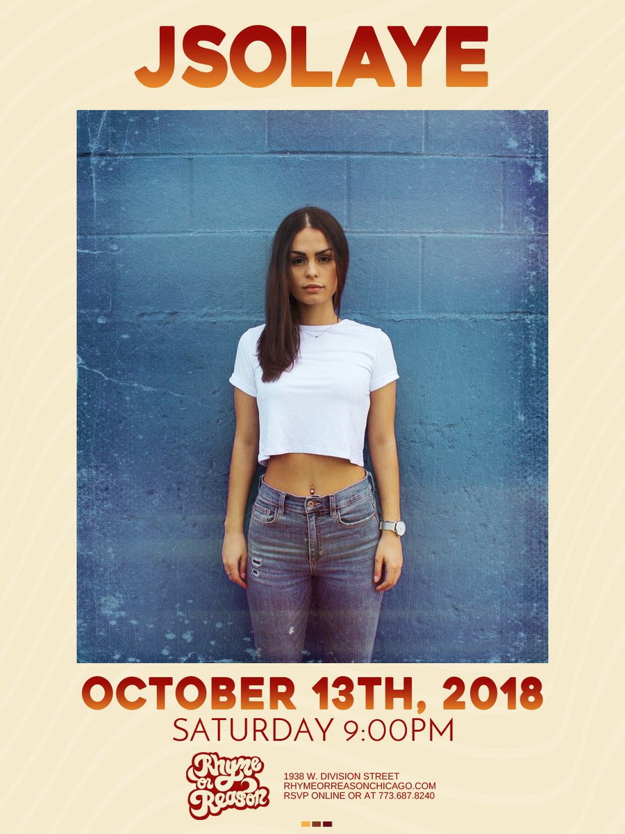 This Saturday 9pm JSOLAYE will be blessing us again here <a href="/rhymeorreason/">Robin Kelly</a> for a LIVE Performance. You can make your reservations @ rhymeorreasoncicago.com or RSVP eventbrite.com/e/jsolaye-live…..