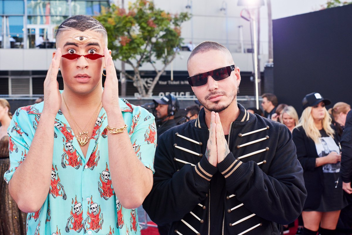 AMAs's tweet photo. Accurate photo of what my two moods will be during Bad Bunny, @JBalvin and @iamcardib's #AMAs performance tonight. https://t.co/o3H66yqaPX